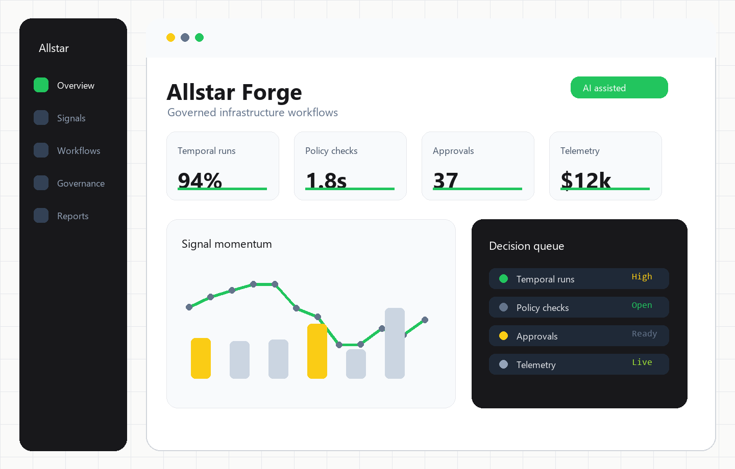 Interface preview for governed infrastructure workflows and policy checks